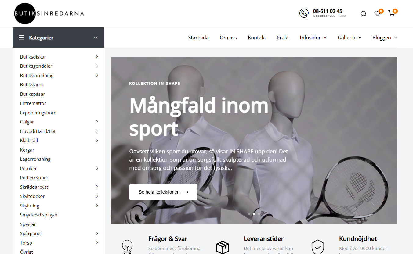 Butiksinredarna hemsida och e-handel